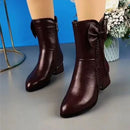 Bota Feminina de Couro Aveludada Alina | Conforto Que Aquece